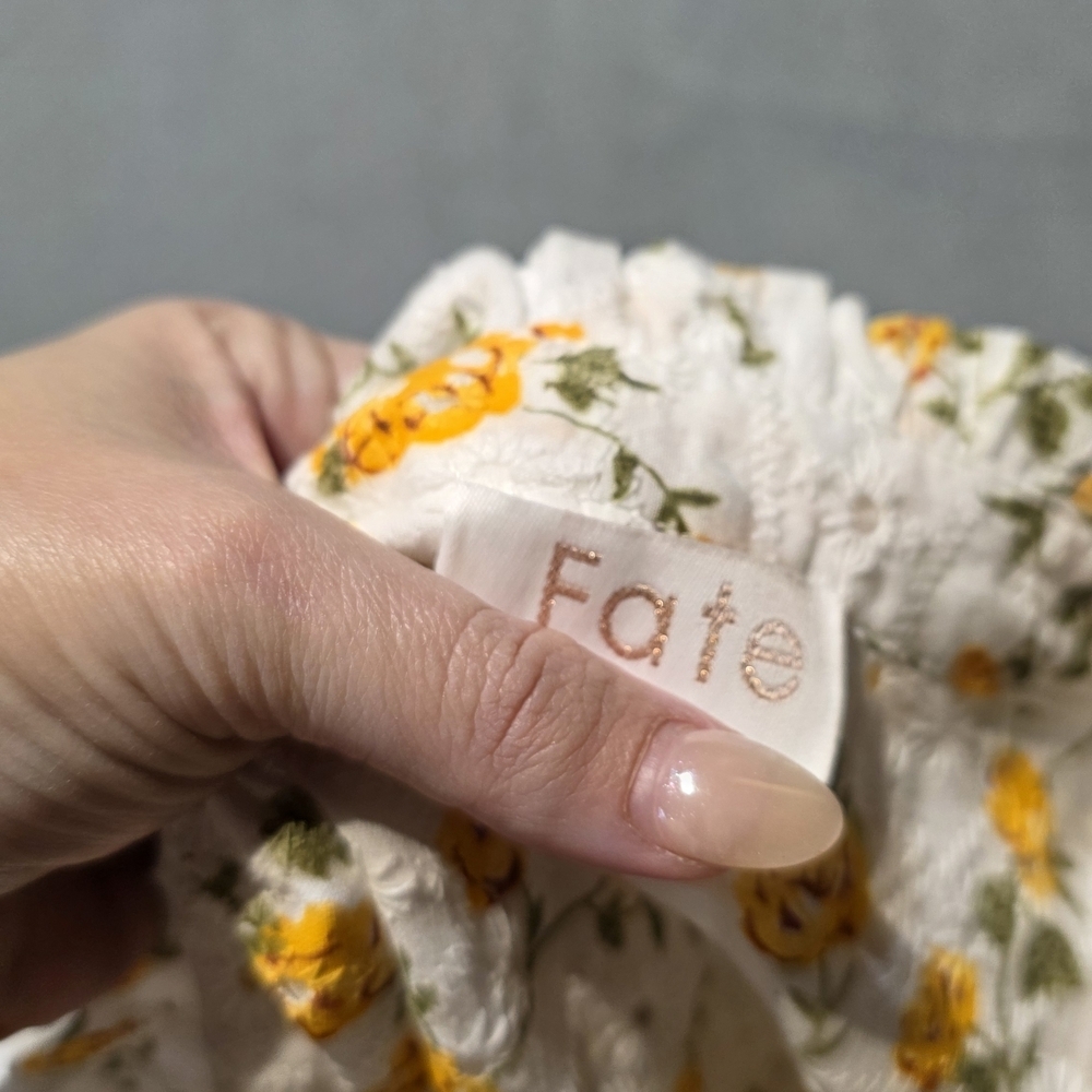 NWT FATE White and Yellow Eyelet Floral Long Sleeve Dress S/M/L Available - Picture 7 of 11
